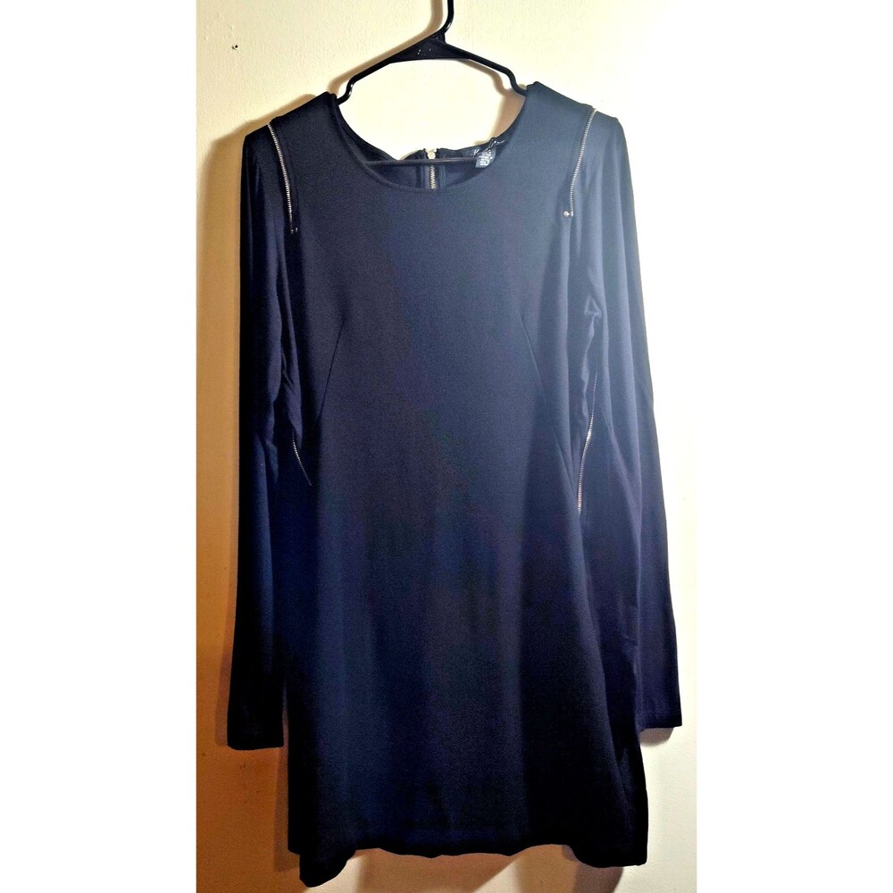 Kenneth Cole New York Little Black Dress Size 12 Zipper Detail Sheath Clubwear